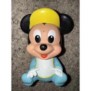 Vintage 1984 Disney Baby Mickey Mouse Soft Rubber Squeaky‎ Baby Toy 5" Tall ARCO